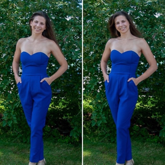 adelyn rae strapless slim leg jumpsuit